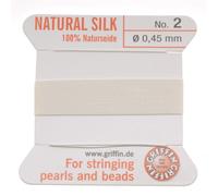 Griffin Beading Silk Cord & Needle White Size 2