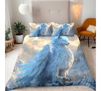 Griffin Double Duvet Set Blue Abstract Animal Wolf Bedding Set Soft Microfiber 3 Piece Bedding Teenager Room Decoration Duvet Covers with 2 Pillow Case (Double,200x200cm)
