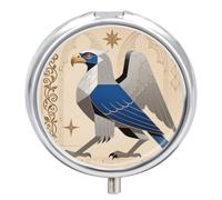 Griffin Medieval Style Pill Box Travel Pill Organizer 3-Compartment with Mirror Design Portable Round Medicine Case for Vitamins, Jewelry & Essentials Durable Pocket Pillcase for Purse, Camping