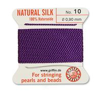 Griffin Natural Silk Thread for stringing Pearls and Beads Size #10 Amethyst Purple