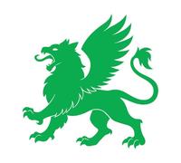 Griffin Roaring with Lion Mane Silhouetted on Lettering Stickers 42x42.2cm Glass Stickers Green