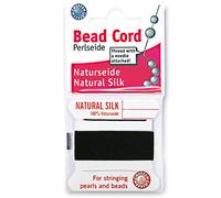 Griffin Silk Bead Cord Perlseide - Black Color - Size 3 (0.50mm) - 2 Meters per Card - Stainless Steel Needle Attached - for Knotting Pearls, Gemstones, Crystals and Beads
