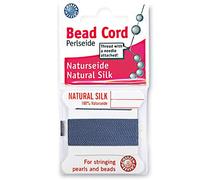 Griffin Silk Bead Cord Perlseide - Blue Color - Size 3 (0.50mm) - 2 Meters per Card - Stainless Steel Needle Attached - for Knotting Pearls, Gemstones, Crystals and Beads