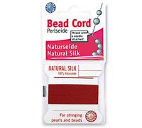 Griffin Silk Bead Cord Perlseide - Garnet Color - Size 8 (0.80mm) - 2 Meters per Card - Stainless Steel Needle Attached - for Knotting Pearls, Gemstones, Crystals and Beads