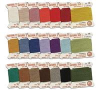 Griffin Silk Bead Cord Perlseide - Size 16 (1.05mm) 21 Color Sampler - 2 meters per card - Stainless Steel Needle Attached - For Knotting Pearls, Gemstones, Crystals and Beads
