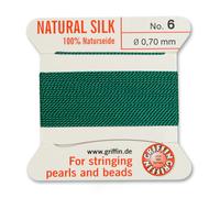 Griffin Silk Beading Cord & Needle Sz 6 Dk. Green