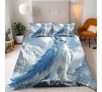 Griffin Single Duvet Cover Set, Abstract Feathered Animal Wolf Kid's Duvet Cover 150x200cm, Beddding Sets Microfiber 3 Piece Comforter Covers Set with Zipper Closure with 2 Pillowcase