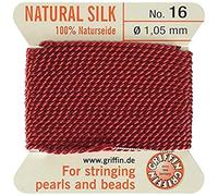 Griffin Thick Silk Cord, 1mm/Size 16, Garnet Red