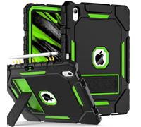 Grifobes for iPad A16 Case 11th Generation 11 inch 2025 / iPad 10th Generation Case 10.9 inch 2022, Heavy Duty Military Grade Shockproof Cover with Pencil Holder for i Pad 11/10 (Black+Green)