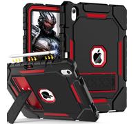 Grifobes for iPad A16 Case 11th Generation 11 inch 2025 / iPad 10th Generation Case 10.9 inch 2022, Heavy Duty Military Grade Shockproof Cover with Pencil Holder for i Pad 11/10 Gen(Black+Red)