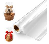 GRIFTO Clear Cellophane Wrap 80cm x 30m Double Folded Roll | Tear Resistant | Heavy Duty Wrapping Rolls | Food Grade | Waterproof for Hampers Bouquets Gifts Baskets DIY Crafts Christmas
