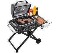 GriHero Folding Stand for Ninja Woodfire Outdoor, BBQ Table Grill Cart Trolley with Side Shelf for Ninja Woodfire OG700 OG800 OG900 OO101 Series Grill & Smoker