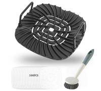 Grill Accessories for Ninja AG301 Griddle Pan, Replacement Parts with Parchment Paper and Cleaning Brush for Ninja Foodi 5-in-1 Indoor, Non-stick Grill Grate for AG300, AG301C, AG302, AG400