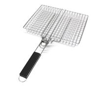Grill Basket - 50 x 20 cm / 19.69 x 7.87 inches, Stainless Steel, Nesting Grill Net, Grill Net Clamp with Removable Handle, Portable Grìll Accessory for Cooking Pork, Beef, Broccoli