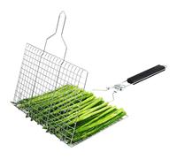 Grill Basket, Stainless Steel Bbq Basket, Folding Grill Cooking Tool, Locking Handle Outdoor Barbecue Fish Steak Shrimp Vegetables Roasting Rack Portable Camping Picnic Accessory Use