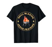 Grill Blazing & Jesus Praising Christian BBQ Grill Cook Value Graphic T-Shirt