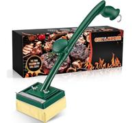 Grill Brush Bristle Free with Scraper,22" Extra Long Steam Grill Brush for Outdoor Grill,Replaceable Cleaning Head,Safe Grill Cleaner for Cast Iron/Stainless-Steel Grates,Ideal BBQ Gifts for Men Dad