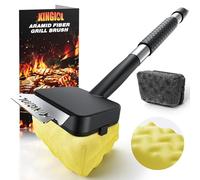 Grill Brush for Outdoor Grill, Bristle Free BBQ Grill Brush with Aramid Fabric and Steel Fiber Heads, Safe and Durable Scraper for Cast Iron or Stainless-Steel Grates