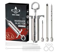 Grill Bump Meat Injector Syringe Kit with 3 Professional Marinade Injector Needles for BBQ Grill Smoker, Turkey and Brisket; 2-oz Large Capacity, Including Paper User Manual, Recipe E-Book (PDF)