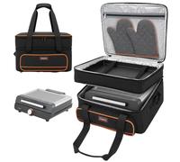 Grill Carrying Bag Compatible with Ninja GR101, Double-Layer Storage Case | BBQ Organizer for 14" Sizzle Smokeless Indoor Grill & Griddle, Tool Pocket & Shoulder Strap for Camping, RV Trips, Tailgating