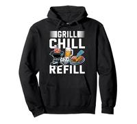 Grill Chill and Refill Summer BBQ Party Drinking Meat Lovers Pullover Hoodie