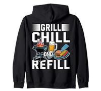 Grill Chill and Refill Summer BBQ Party Drinking Meat Lovers Zip Hoodie