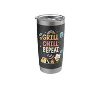 Grill Chill Repeat Funny Camping Crew Summer Trip 2025 Tent Stainless Steel Insulated Tumbler