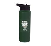 Grill Eat Repeat Barbecue Smoker Backyard BBQ Stainless Steel Insulated Water Bottle