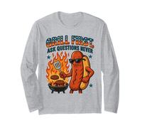 Grill First Ask Questions Never Funny BBQ Graphic Long Sleeve T-Shirt