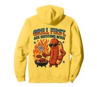 Grill First Ask Questions Never Funny BBQ Graphic Pullover Hoodie