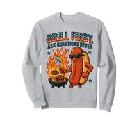 Grill First Ask Questions Never Funny BBQ Graphic Sweatshirt