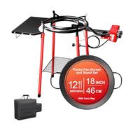 GRILL FORCE 18 Inch Paella Pan and Burner Set, Paella Burner and Stand Set, Paella Pan Set,18 Inch Paella Pan, Paellera, Paella Kit with Carry Bag, Built-In Ignitor Regulator Hose, 12 Servings