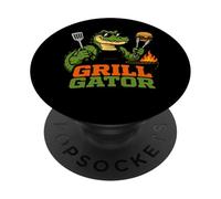 Grill Gator BBQ Alligator Mascot PopSockets Adhesive PopGrip