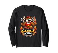 Grill King Bulldog BBQ Mascot Graphic Long Sleeve T-Shirt