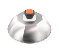 Grill Lid for Even Cooking 22.8cm Silver Handle | Thickened edges, rust resistant steel, retains heat efficiently, fits 22.8cm grills, easy lift handle