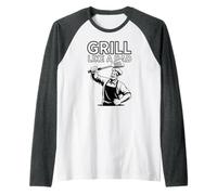 Grill Like A Dad Fathers Day Master Grilling Humor Dads Raglan Baseball Tee