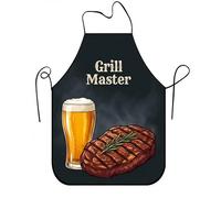 Grill Master Apron for Cooking, Vintage Rustic Bbq Apron with Beer and Steak Design, Summer Outdoor Grilling for Adults 1pcs
