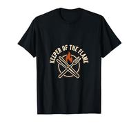 Grill Master BBQ Pitmaster Vintage Badge Flame Emblem Design T-Shirt
