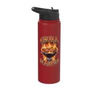 Grill Master Flames Burgers Steaks Sizzle Retro Stainless Steel Insulated Water Bottle