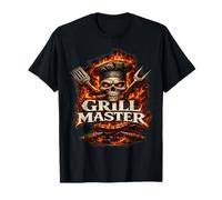 Grill Master Skull BBQ Flame Design - Smoking Hot Barbecue T-Shirt
