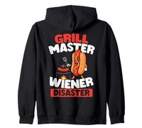 Grill Master Wiener Disaster Funny BBQ Humor Zip Hoodie