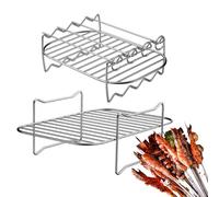 Grill Mesh Cooking Rack - BBQ Tray Made of Stainless Steel, Baking Stand with Non-Stick Baked Goods, Multifunctional Reusable Double Layer Heat Resistant Grid for Oven Smokers Camp Fire