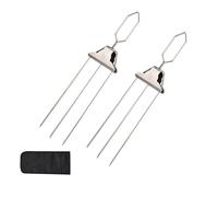 Grill Mesh Three-Headed BBQ Skewers Set Stainless Steel Grilling Fork for Meat Veggies Fruits Reusable Roasting Sticks 3 Way Skewer(Barbecue Fork B)