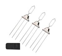 Grill Mesh Three-Headed BBQ Skewers Set Stainless Steel Grilling Fork for Meat Veggies Fruits Reusable Roasting Sticks 3 Way Skewer(Barbecue Fork C)