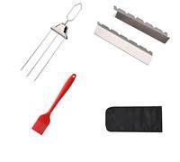 Grill Mesh Three-Headed BBQ Skewers Set Stainless Steel Grilling Fork for Meat Veggies Fruits Reusable Roasting Sticks 3 Way Skewer(1 Set (4PCS))