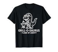 Grill-O-Saurus Flame of Liberty BBQ Fun T-Shirt