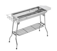 Grill Outdoor Garden Barbecue Grill, Portable Charcoal Grill Folding with Side Tables for Outside Camping Bonfire Beach Patio Backyard Cabinet Style Stainless Steel Griller