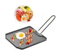 Grill Pan for Steak - Kitchen Nonstick Cookware with Folding Handle,Stove Top Cooking Griddle | for Indoor Outdoor Kitchen Apartment Camping RV Garden BBQ Picnic