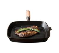 Grill Pan, Nonstick Square Frying Griddle with Ergonomic Heat Resistant Handle, Cast Iron Cookware for Sandwiches Burgers Bacon Breakfast Kitchen Cooking Indoor, 24 x 3 cm
