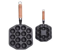 Grill Pan, Uniform Heating Japanese Octopus Balls Maker Plate for Fast Cooking, Easy Cleaning with Non-Stick Coating, Heavy Duty Cast Iron for Stove Top, Home, Kitchen, 12.99x7.09x1.18in